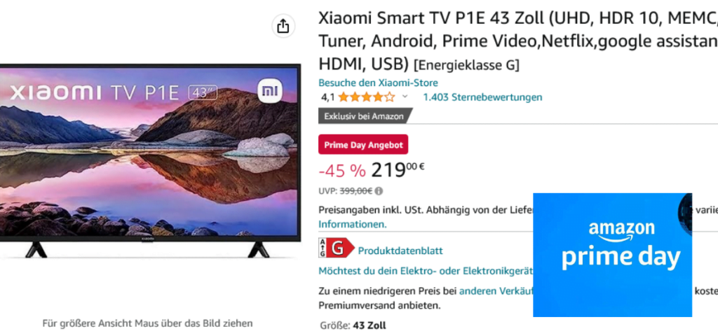 Prime Day Deal: Xiaomi Smart TV P1E 43 Zoll – Ein Angebot, das Sie nicht verpassen sollten!