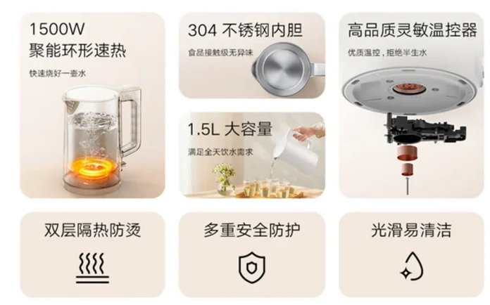 Erfahren Sie alles über den Xiaomi Mijia Electric Kettle N1 – minimalistisches Design, schnelles Aufheizen und erstklassige Sicherheit.