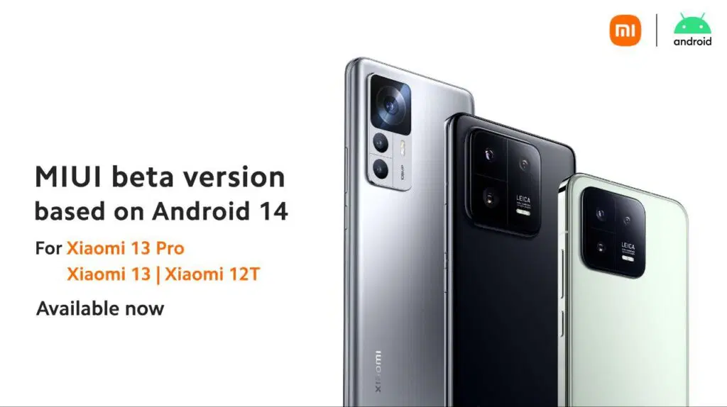 Xiaomi 13, Xiaomi 13 Pro und Xiaomi 12T erhalten Android 14 Update: Globale Freigabe jetzt verfügbar