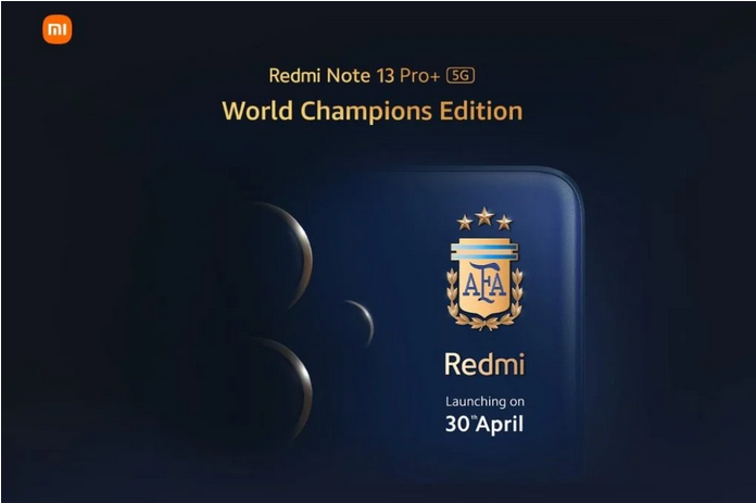 Limitierte Redmi Note 13 Pro+ Sonderedition für Fans der argentinischen Nationalmannschaft in Indien. Dunkles Design mit AFA-Logo, vermutlich gleiche Ausstattung wie Standardmodell, dafür mit Fan-Goodies erwartet.