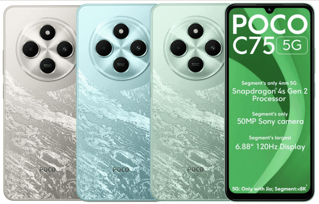 Das neue POCO C75 5G überzeugt mit Snapdragon 4s Gen 2, 50MP-Kamera und 5.160mAh Akku – Top-Smartphone für Einsteiger.