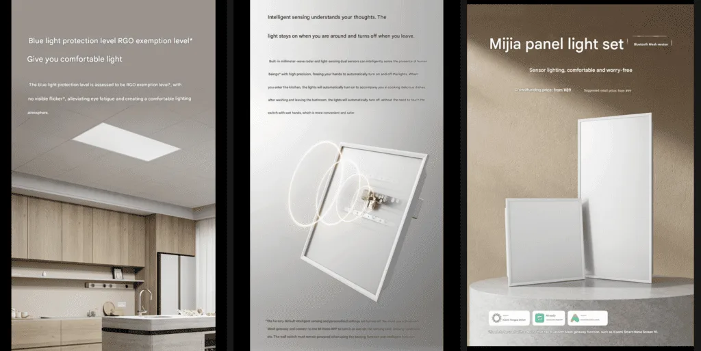 Die Xiaomi Mijia Panel Light L30 Bluetooth Mesh Edition vereint smartes Design, Sensorik und Konnektivität für Ihr Zuhause.