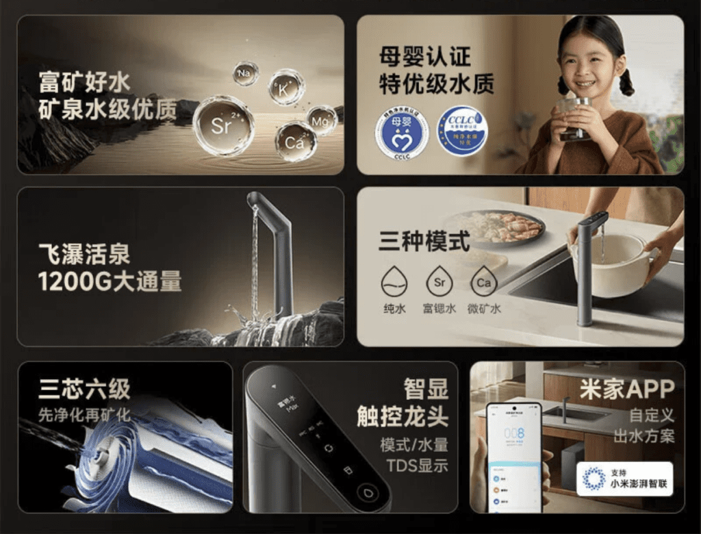 Der Xiaomi Mijia Mineralreicher Wasserfilter 1200G bietet in Sekundenschnelle sauberes und mineralstoffreiches Wasser für alle Anwendungen.