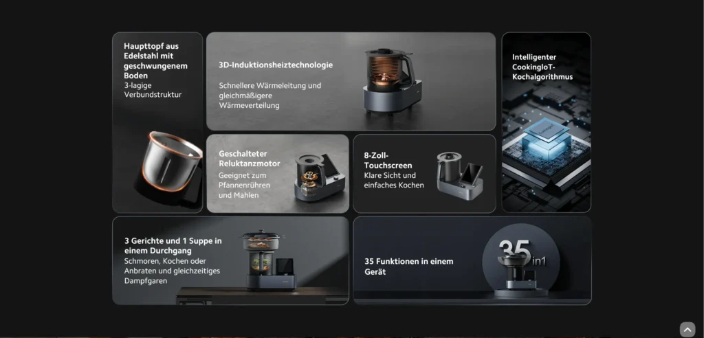 Der Xiaomi Smart Cooking Robot vereint Funktionalität und Präzision, um Ihre Kochkünste zu revolutionieren und die Zubereitung von Speisen zu erleichtern.